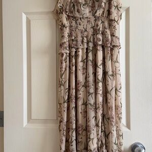 Dex Occasion Floral Dress with Pink and Gold Accents